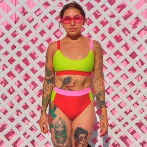 Saltwater LUXE Lime and Red Bikini Set